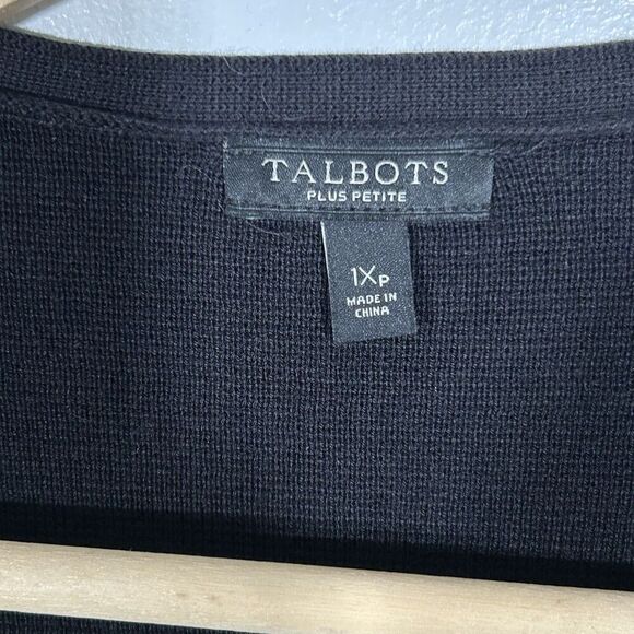 New Talbots Open Front Cardigan Sweater Jacket Size 1XP Black Long Pockets nwot - Picture 7 of 10